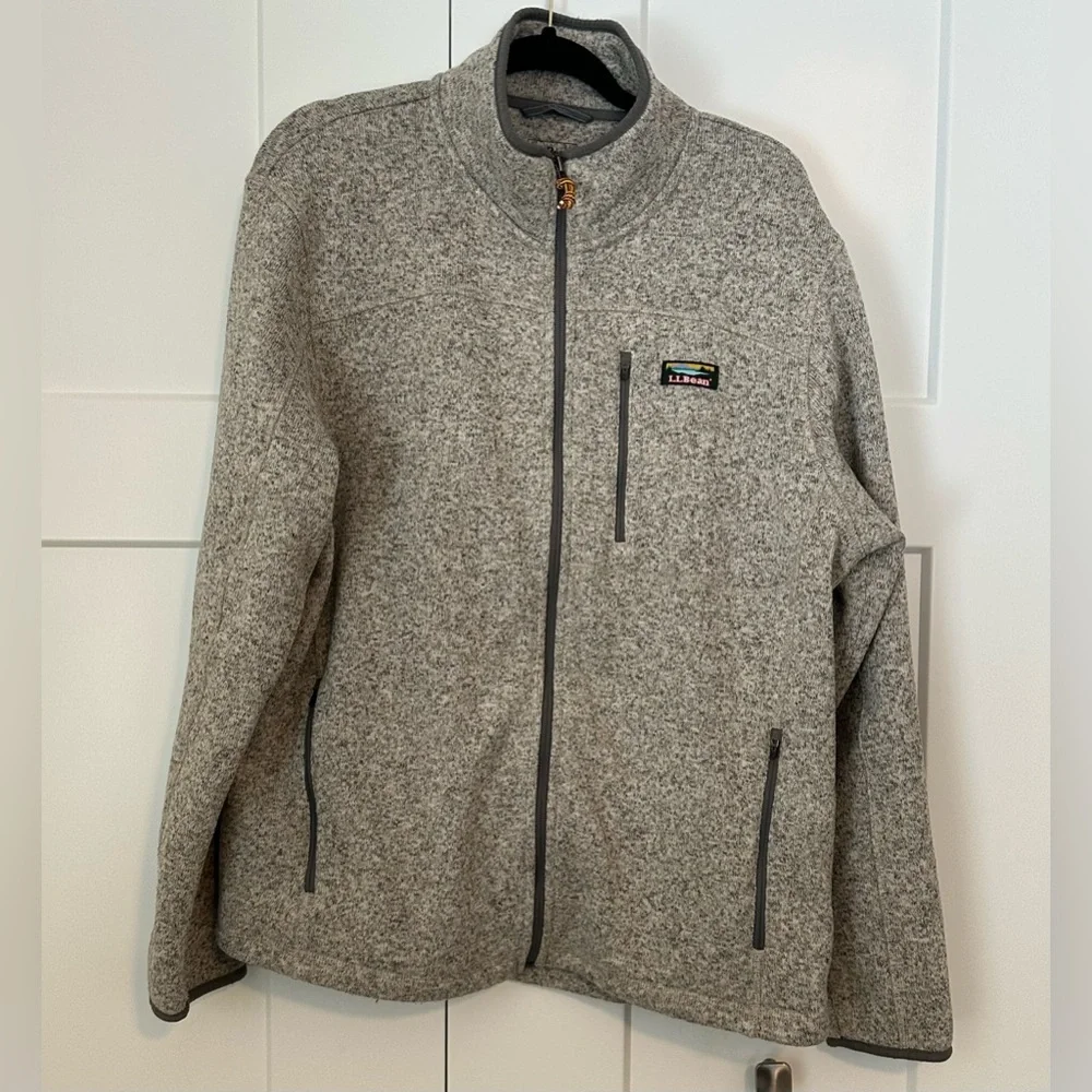 L.L. Bean Men’s Heathered Gray Zip-Up‎ Jacket L EUC